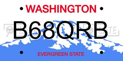 B68QRB Washington License Plate