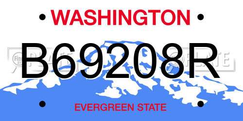 B69208R Washington License Plate