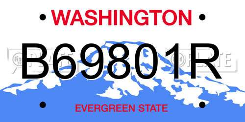 B69801R Washington License Plate