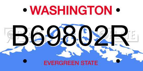 B69802R Washington License Plate
