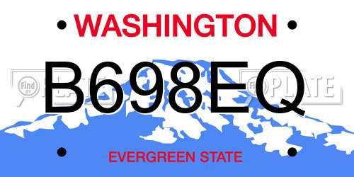 B698EQ Washington License Plate