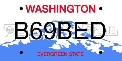 B69BED Washington License Plate
