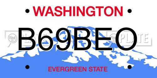 B69BEO Washington License Plate