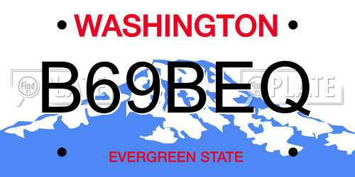B69BEQ Washington License Plate