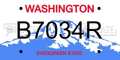 B7034R Washington License Plate