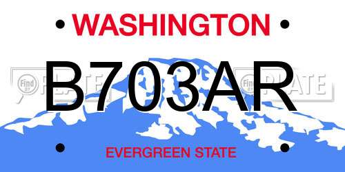 B703AR Washington License Plate