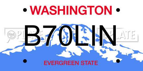 B70LIN Washington License Plate