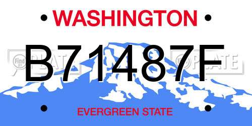 B71487F Washington License Plate