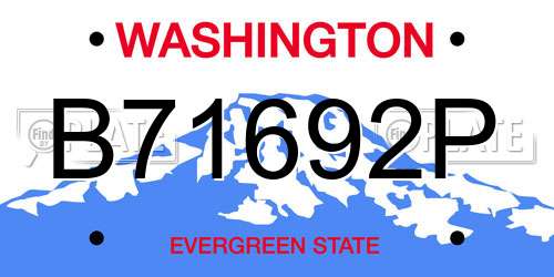 B71692P Washington License Plate