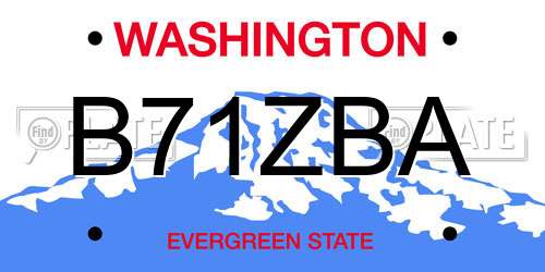 B71ZBA Washington License Plate