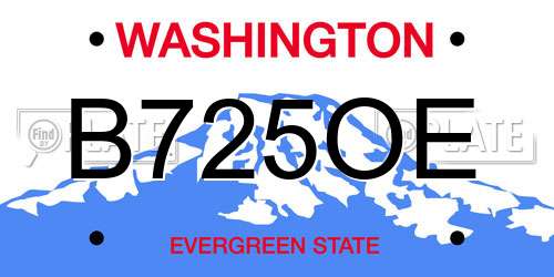 B725OE Washington License Plate