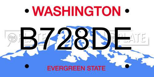 B728DE Washington License Plate