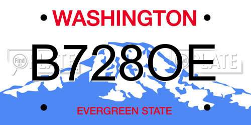 B728OE Washington License Plate