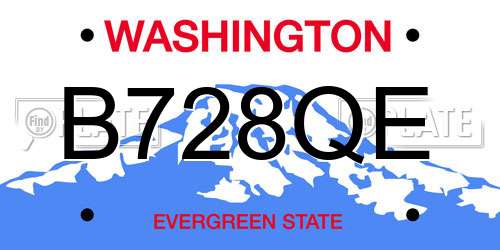 B728QE Washington License Plate