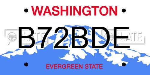 B72BDE Washington License Plate