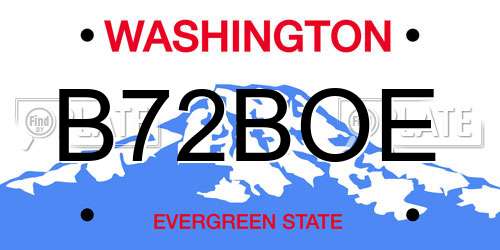 B72BOE Washington License Plate