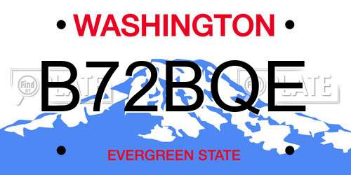 B72BQE Washington License Plate