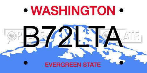 B72LTA Washington License Plate