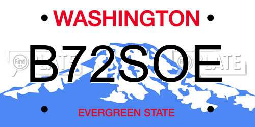 B72SOE Washington License Plate