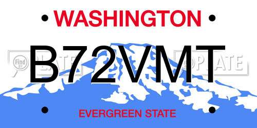 B72VMT Washington License Plate
