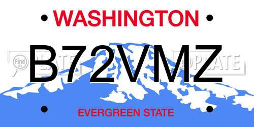 B72VMZ Washington License Plate