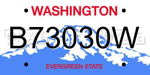 B73030W Washington License Plate