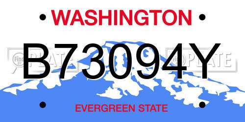 B73094Y Washington License Plate