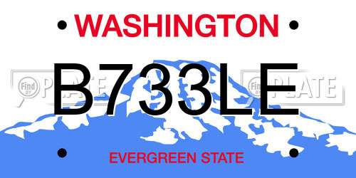 B733LE Washington License Plate