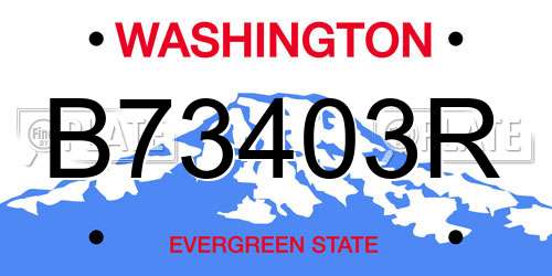 B73403R Washington License Plate