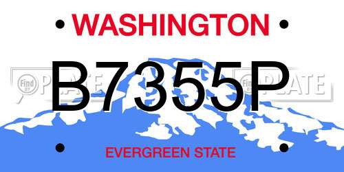 B7355P Washington License Plate