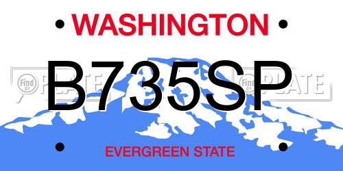 B735SP Washington License Plate