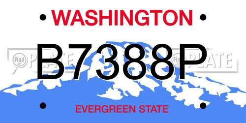 B7388P Washington License Plate