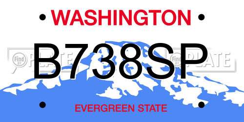 B738SP Washington License Plate