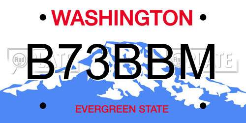 B73BBM Washington License Plate