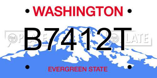 B7412T Washington License Plate