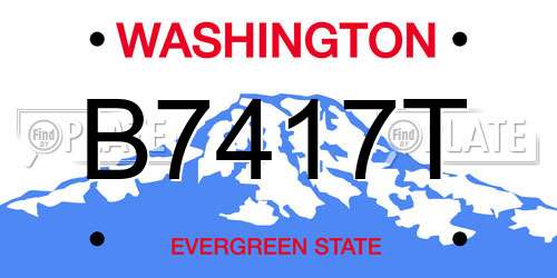 B7417T Washington License Plate