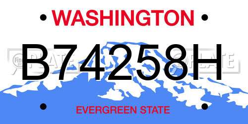 B74258H Washington License Plate