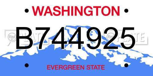 B744925 Washington License Plate