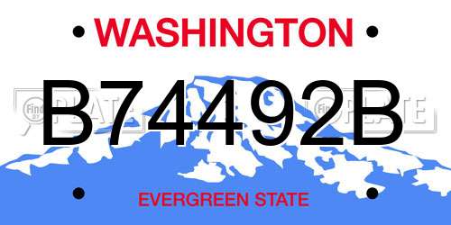 B74492B Washington License Plate