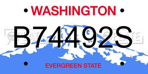 B74492S Washington License Plate