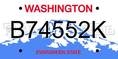 B74552K Washington License Plate