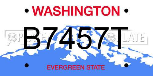 B7457T Washington License Plate