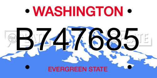 B747685 Washington License Plate
