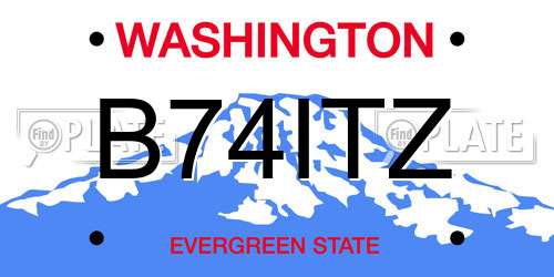 B74ITZ Washington License Plate