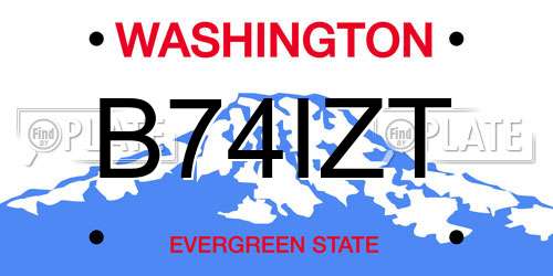 B74IZT Washington License Plate