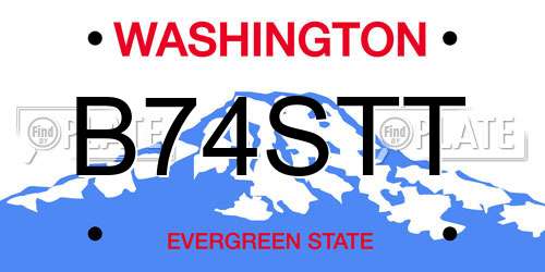 B74STT Washington License Plate