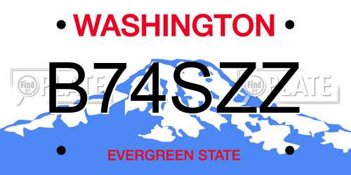 B74SZZ Washington License Plate
