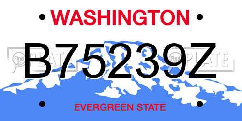 B75239Z Washington License Plate