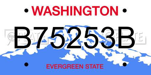 B75253B Washington License Plate