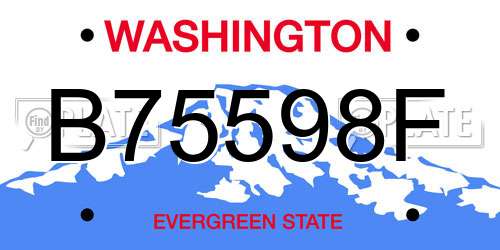 B75598F Washington License Plate